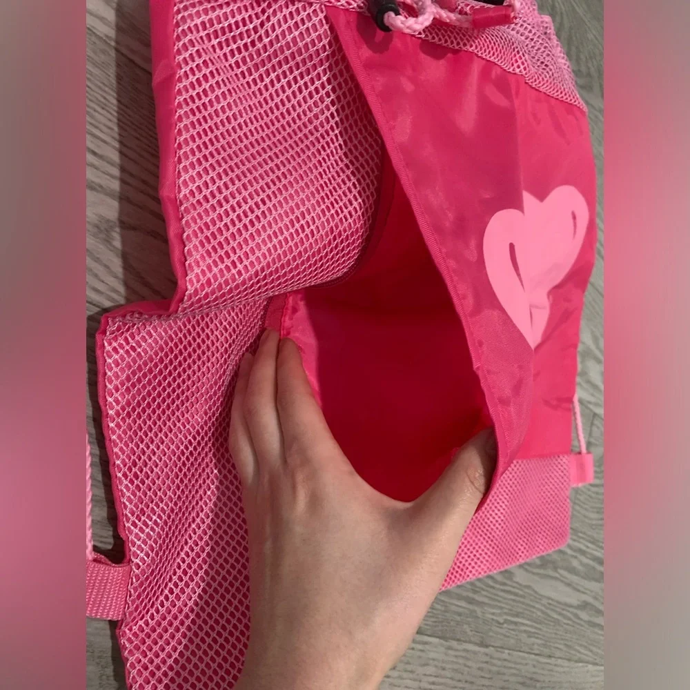 New Build-a-bear pink Drawstring Backpack with Mini bag